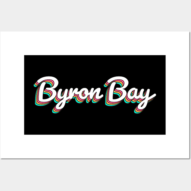 Byron Bay Australia Retro Script Wall Art by modeoftravel